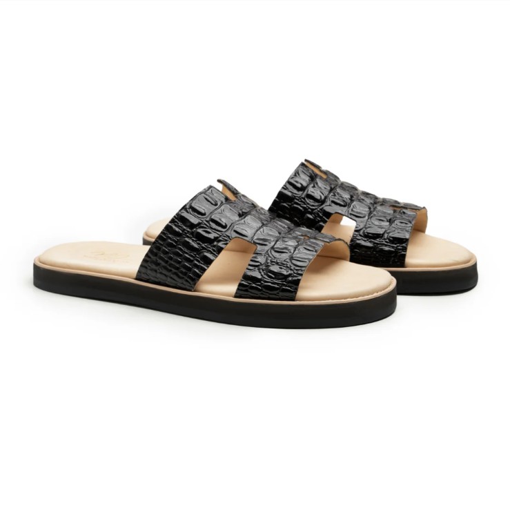 Rattle Hermes Croc Texture Black
